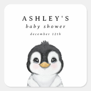 Schattigee Pinguïn Winter Baby shower Vierkante Sticker