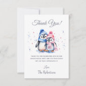 Schattigee Pinguïn Winter Dier Geslacht Onthullen  Bedankkaart (Voorkant)