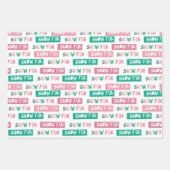 Schattigee Pinguïn Winter Leuk Roze & Blauwgroen Inpakpapier Vel (Voorkant 3)