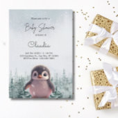 Schattigee Pinguïn Winter Sneeuw Baby shower Water Kaart