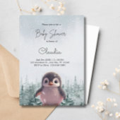 Schattigee Pinguïn Winter Sneeuw Baby shower Water Kaart
