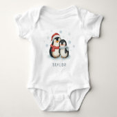 Schattigee Pinguïn Wintertime Gepersonaliseerd Romper (Voorkant)