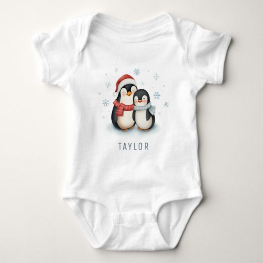 Schattigee Pinguïn Wintertime Gepersonaliseerd Romper (Voorkant)