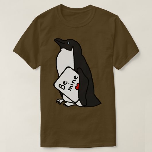 Schattigee Pinguïn zegt Be Mine op Valentijnsdag T-shirt (Design voorkant)