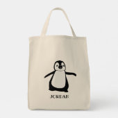 Schattigee Pinguïn Zwart Wit Gepersonaliseerd Tote Bag (Achterkant)