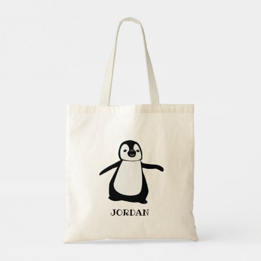 Schattigee Pinguïn Zwart Wit Gepersonaliseerd Tote Bag (Achterkant)