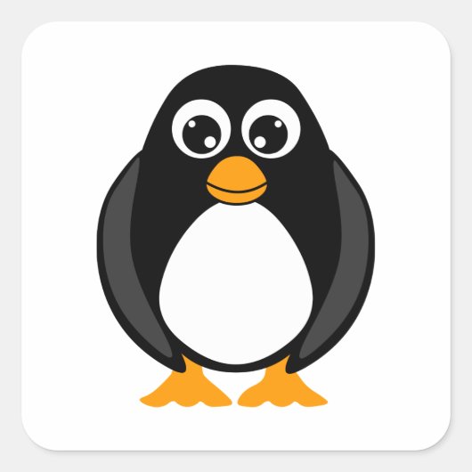 Schattigee Pinguïn Zwart-wit Vierkante Sticker (Voorkant)