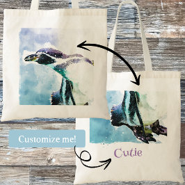 Schattigee pinguïn zwart-wit Waterverf Kinder Tote Bag