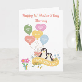 Schattigee pinguïns 1e Moederdag Kaart