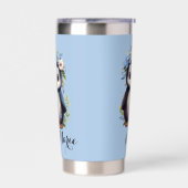 Schattigee pinguïns blauw aangepaste naam & Initia Geïsoleerde Drinkbeker (Links)