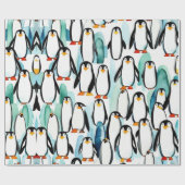 Schattigee pinguïns cadeau ideeën Wrapping Paper Cadeaupapier (Vlak)