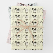 Schattigee pinguïns en moderne kerstbomen kerst inpakpapier vel (In situ)