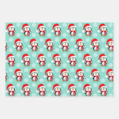 Schattigee pinguïns en sneeuwvlokken Kerstmis Inpakpapier Vel (Voorkant 2)