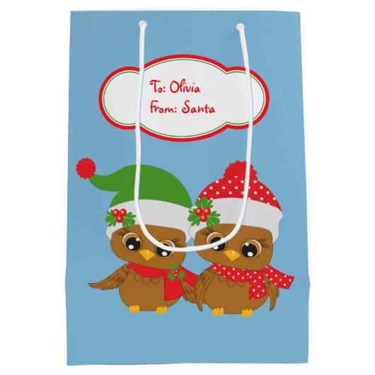 Schattigee pinguïns en uilen vakantie medium cadeauzakje (Achterkant)