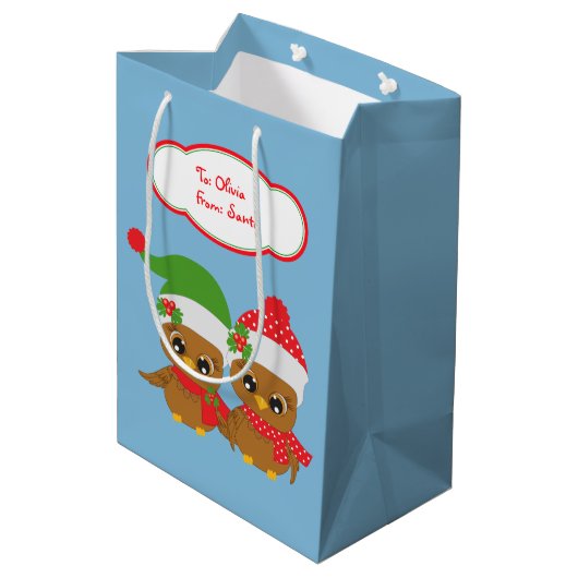 Schattigee pinguïns en uilen vakantie medium cadeauzakje (Achterkant Gekanteld)