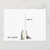 Schattigee pinguïns Ik mis je leraren aan studente Briefkaart (Achterkant)