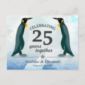 Schattigee pinguïns in de sneeuw | 25e bruiloft Ju Briefkaart (Voorkant)