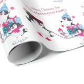 Schattigee pinguïns in de sneeuw Vrolijk kerstfees Cadeaupapier (Rol Hoek)
