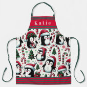 Schattigee Pinguïns in Kerstmis Santa Hats Schort (Voorkant)