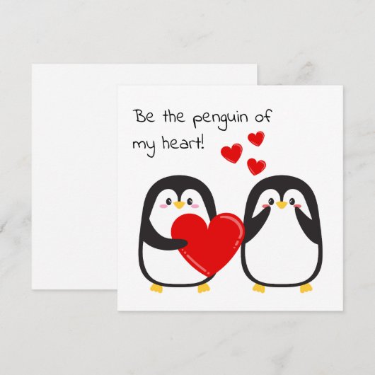 Schattigee pinguïns in liefde - vierkante kaart (Voorkant / Achterkant)