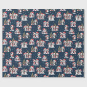 Schattigee pinguïns in rode Petten Navy Blue Chris Cadeaupapier (Vlak)