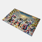 Schattigee pinguïns kerstdelen deurmat (Schuin)