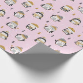 Schattigee Pinguïns met bomen, sneeuw en geschenke Cadeaupapier (Hoek)