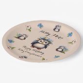 Schattigee Pinguïns Naam Tweetalige tekst Feliz Cu Papieren Bordje (Gekanteld)