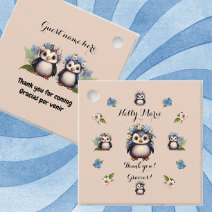 Schattigee Pinguïns Naam Tweetalige tekst Gracias Bedankjes Labels