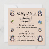 Schattigee pinguïns naam tweetalige tekst Spanish- Kaart (Voorkant)