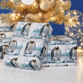 Schattigee pinguïns op een gletsjer cadeaupapier