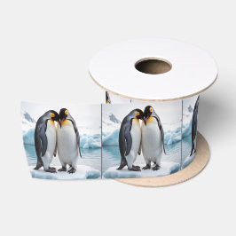 Schattigee pinguïns op een gletsjer satijnen lint