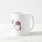 Schattigee pinguïns paar met flippers koffiemok (Voorkant rechts)
