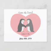 Schattigee pinguïns paar save the date Briefkaart (Voorkant)