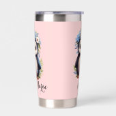 Schattigee Pinguïns Roze Custom Naam & Initialen Geïsoleerde Drinkbeker (Links)