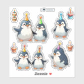 Schattigee Pinguïns Scrapbook Verjaardag Sticker (Vel)
