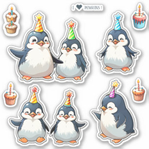 Schattigee Pinguïns Scrapbook Verjaardag Sticker