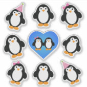 Schattigee Pinguïns Sticker Set (Voorkant)