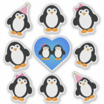 Schattigee Pinguïns Sticker Set