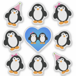 Schattigee Pinguïns Sticker Set