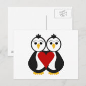 Schattigee pinguïns verliefd briefkaart (Voorkant / Achterkant)