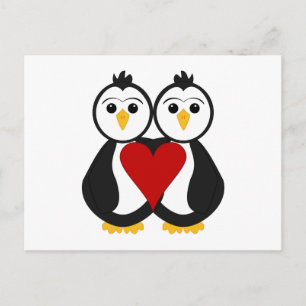 Schattigee pinguïns verliefd briefkaart