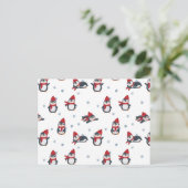 Schattigee pinguïns vogels pooldieren feestdagenkaart (Staand voorkant)