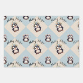 Schattigee Pinguïns voor Meisje Tweetalig Gelukkig Inpakpapier Vel (Voorkant 2)