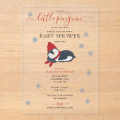 Schattigee Pinguïns Winter Baby shower Acryl Uitnodigingen (Voorkant)
