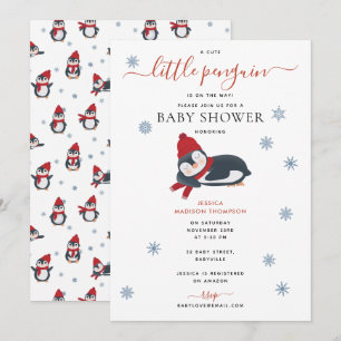 Schattigee Pinguïns Winter Baby shower Kaart