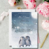 Schattigee Pinguïns Winter Blauwe Sneeuwtweeling B Kaart