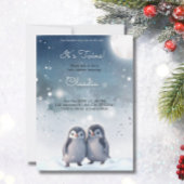 Schattigee Pinguïns Winter Blauwe Sneeuwtweeling B Kaart