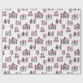 Schattigee Pinguïns Winter Feestdagen Roze Kerst Cadeaupapier (Vlak)