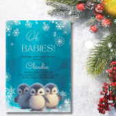 Schattigee Pinguïns Winter Snow Triplets Baby show Kaart